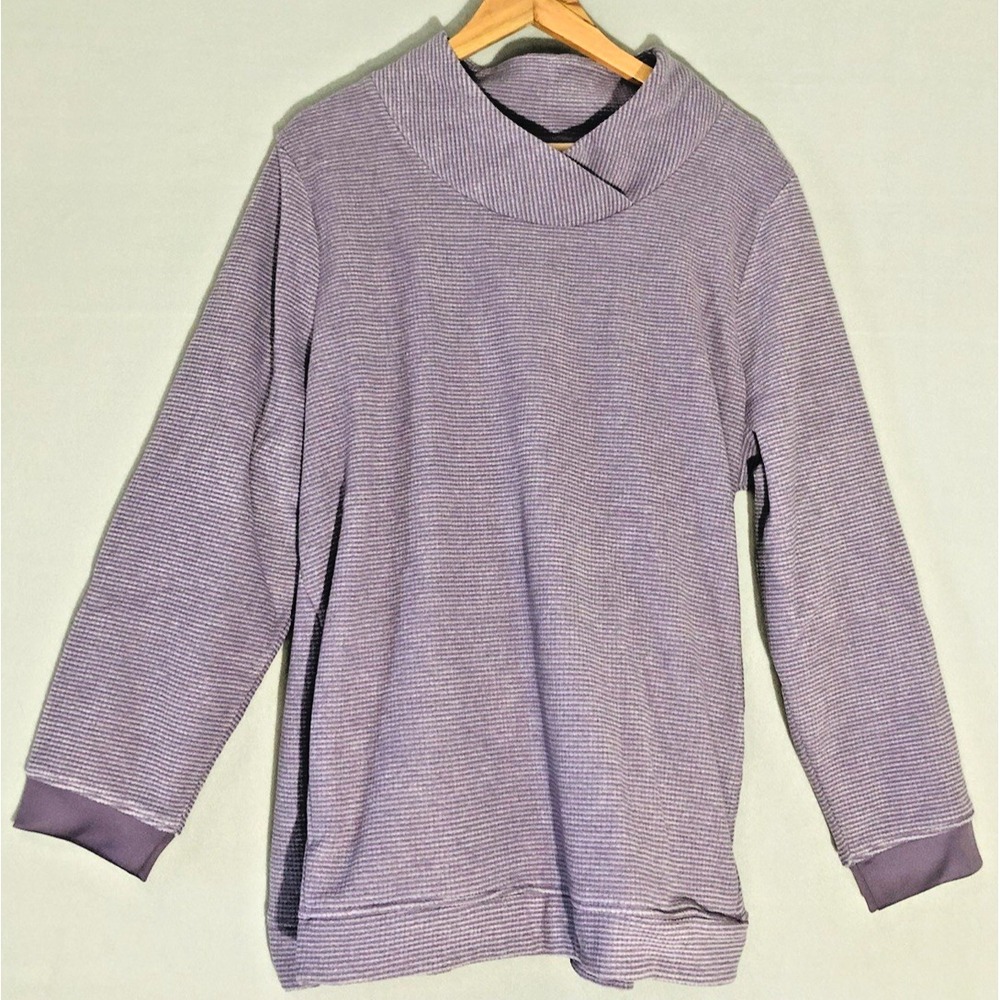 D & CO Antique Purple Sz XLRegular Chenille Fleece Tunic w/t Crossover Neck NEW